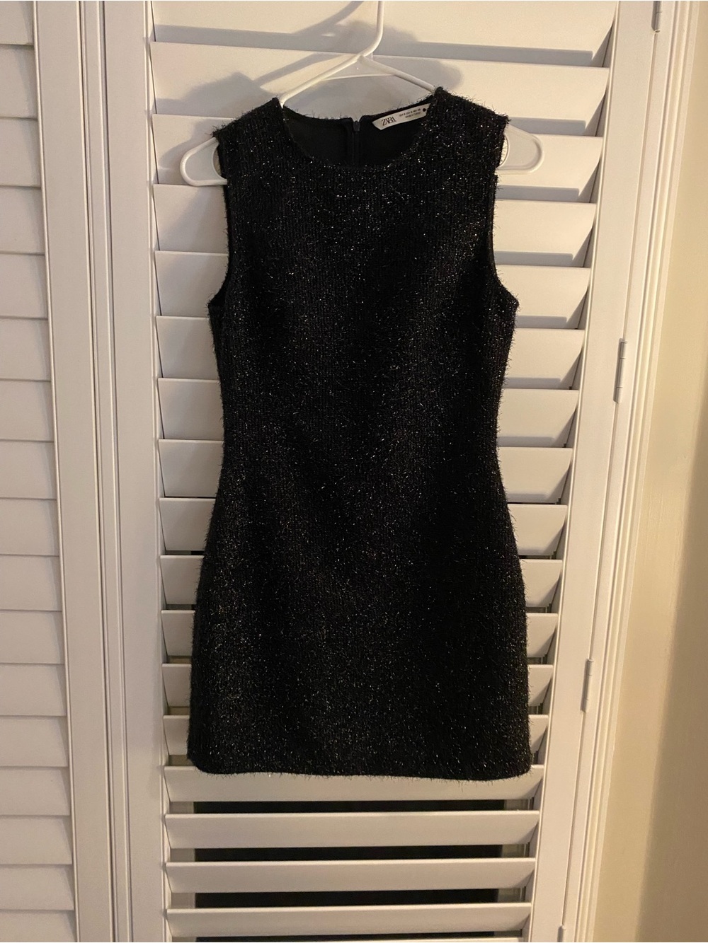 Zara Black Sparkle Sleeveless Shift Dress - Elegant Evening Wear